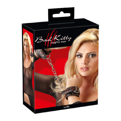 Bad Kitty - Red & Black Handcuffs (BK-15) Boxed View