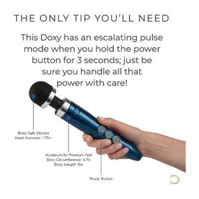 Doxy Die Cast 3R Massager Rechargeable - Blue Flame Unboxed View