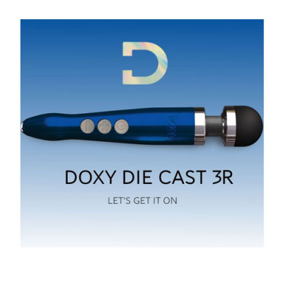 Doxy Die Cast 3R Massager Rechargeable - Blue Flame Unboxed View