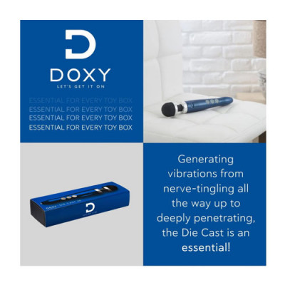 Doxy Die Cast 3R Massager Rechargeable - Blue Flame Unboxed View