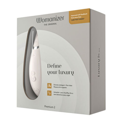 Womanizer Premium 2 - Warm Gray Boxed View
