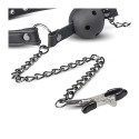 Ball Gag - with Holes & Nipple Clamps (ET-7) Top View