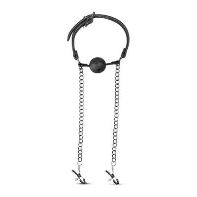 Ball Gag - with Holes & Nipple Clamps (ET-7) Open Box View