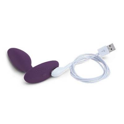 We-Vibe Ditto Vibrating Anal Plug - Purple Side View with Charging Cable