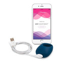 We-Vibe Pivot Vibrating Penis Ring - Blue Side View with Charger & Phone for App
