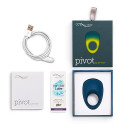 We-Vibe Pivot Vibrating Penis Ring - Blue Unboxed View with Charger
