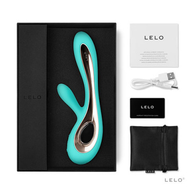 LELO - SORAYA 2 Vibrator - Aqua Unboxed View with Charger