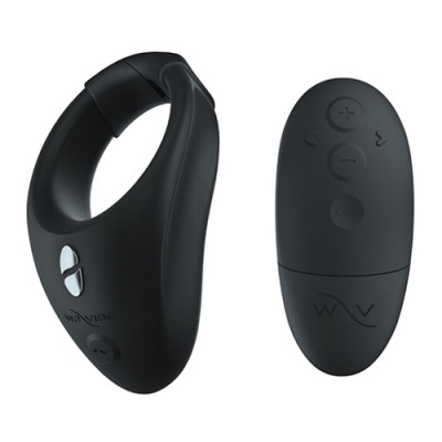 We-Vibe Bond Stimulation Ring - Charcoal Black Side View with Remote Control