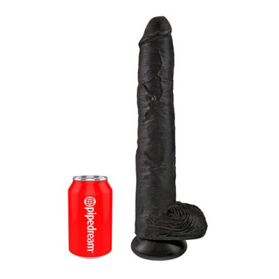 King Cock XL Dildo with Balls - Black Unboxed to Scale View