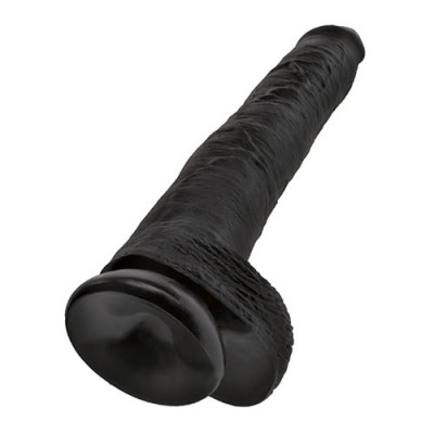 King Cock XL Dildo with Balls - Black Unboxed Suction Cup View